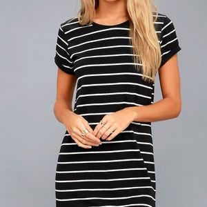 Cafe Society Black Striped Shirt Dress